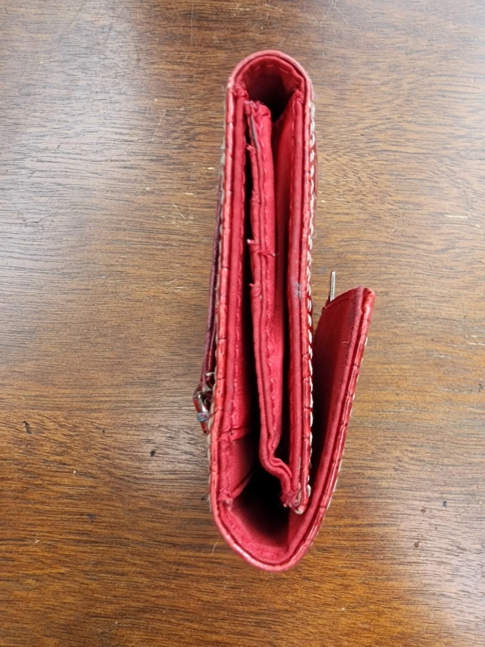 Liz Claiborne Red Crocodile Embossed Faux Leather Flap Wallet Clutch